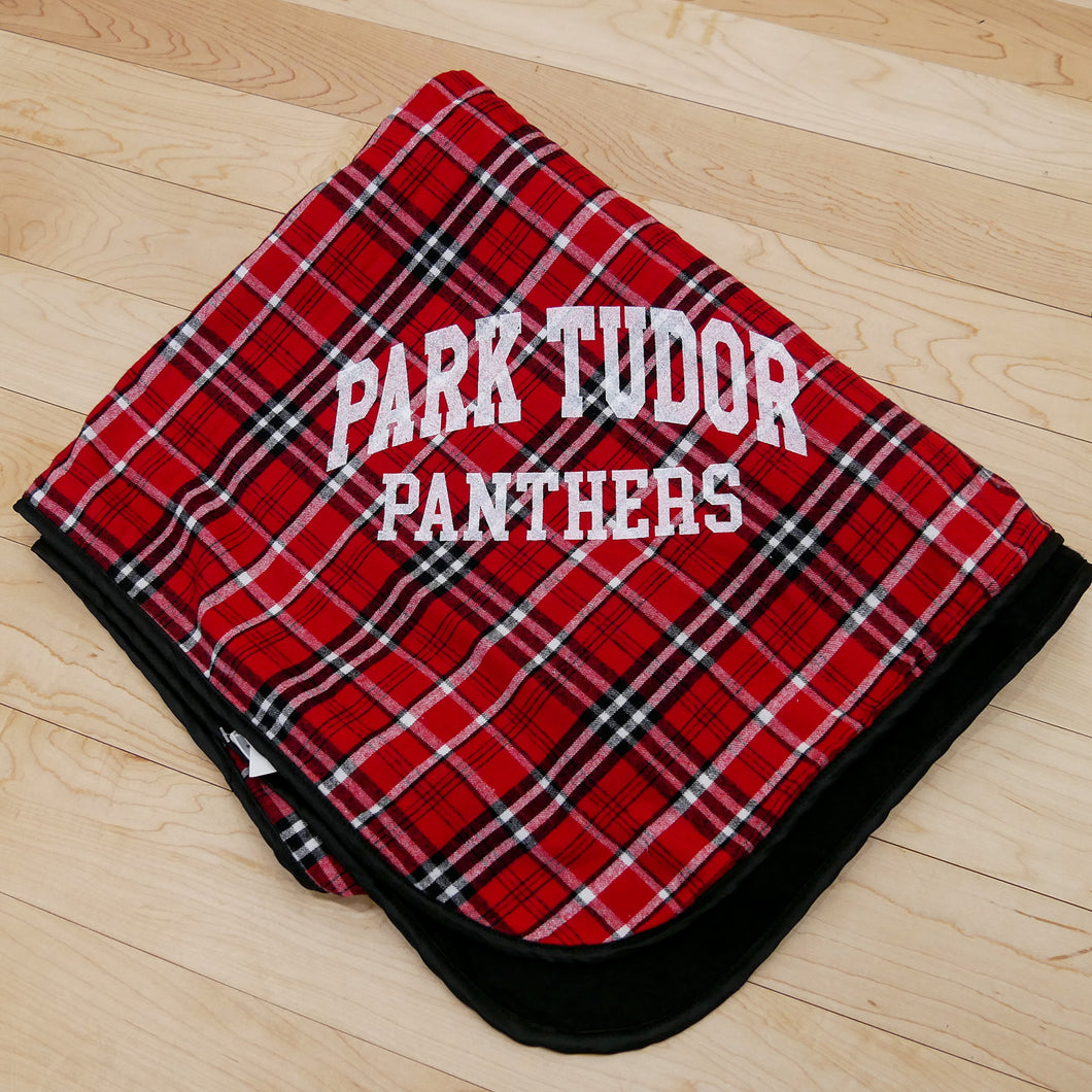 Flannel Blanket w/Park Tudor Panthers Logo.